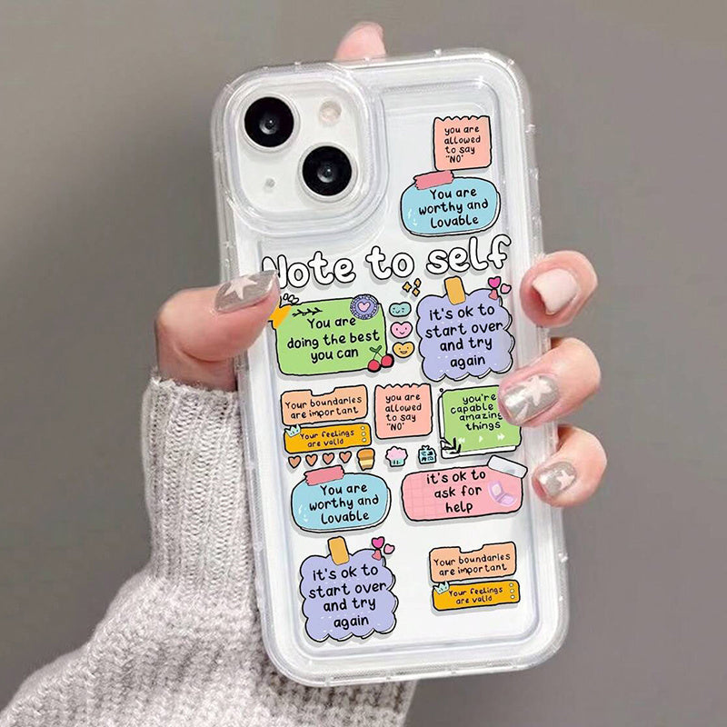 Cartoon Label Slogan Pattern iPhone Case - Transparent, Anti-Fall, Protective Cover for iPhone 16, 15, 14, 13, 12, 11 Pro Max, 7, 8 Plus, X, XR, XS Max, SE2