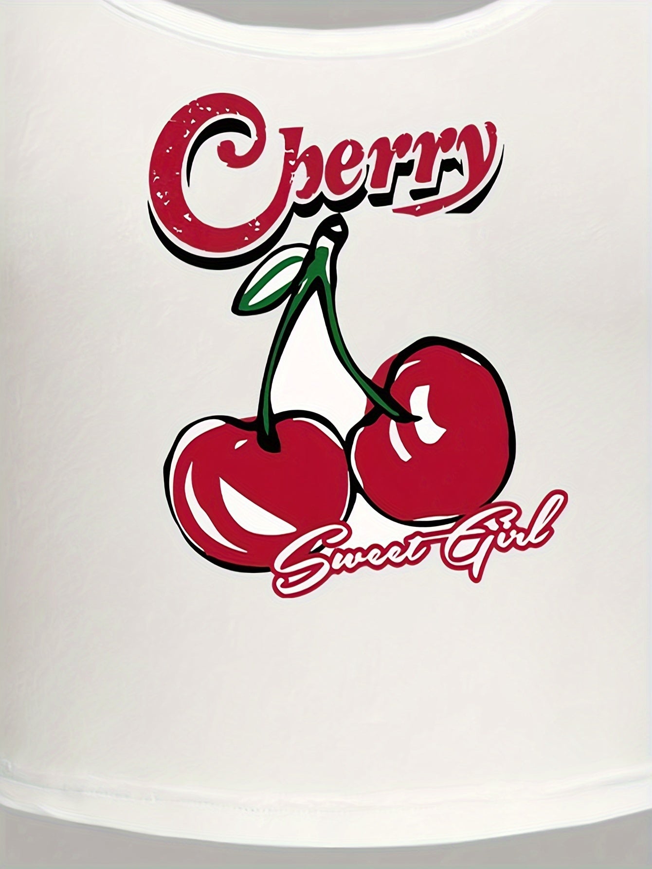 Women'S Casual Cherry Fitted Tank Top