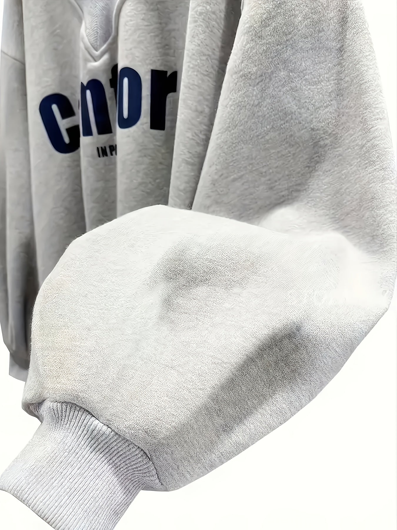 Comfortable 1pc Women's Casual V-Neck Long Sleeve Pullover Sweatshirt, Polyester Knit with Letter Print, Autumn/Winter Fashion, Ultra-warm Comfort in Paris Slogan