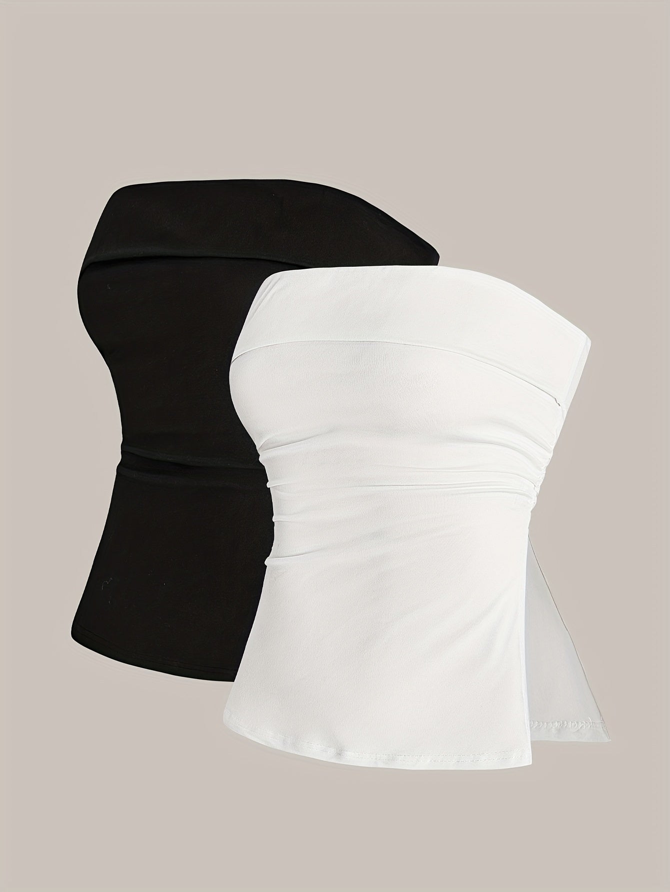 Women'S Sexy Off-Shoulder Tube Top - Solid Color Stretchy Crop Top for Casual & Formal Wear, All-Season Versatile Sleeveless Blouse, Crop Top Blouse