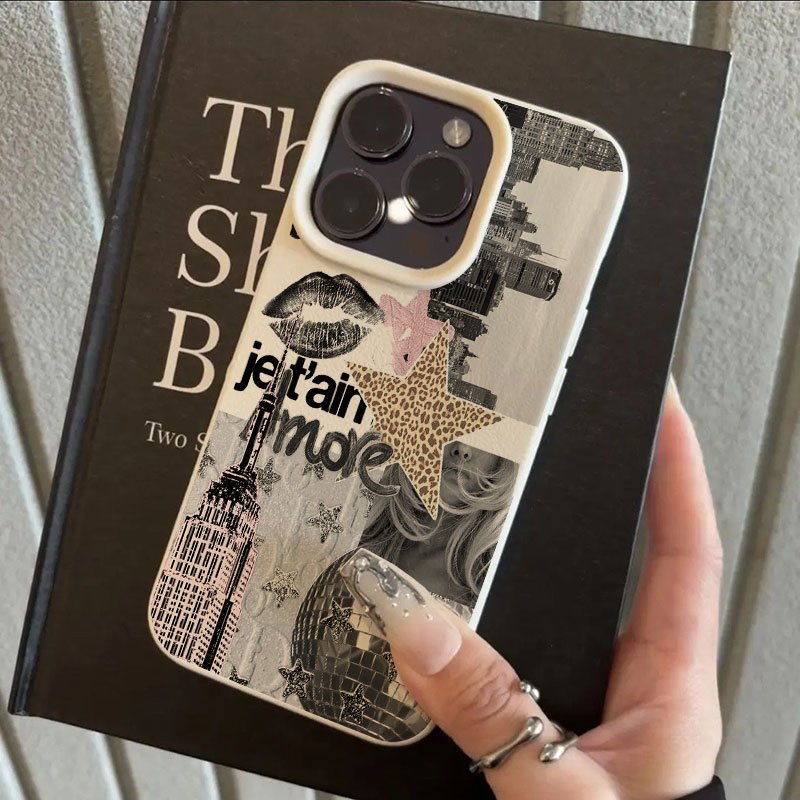 Stylish collage design case for iPhone 16 Pro Max, iPhone 15 Pro Max/14/16 Plus/13 Pro/12/11, premium TPU material, anti-drop, fashionable and high-quality protective cover
