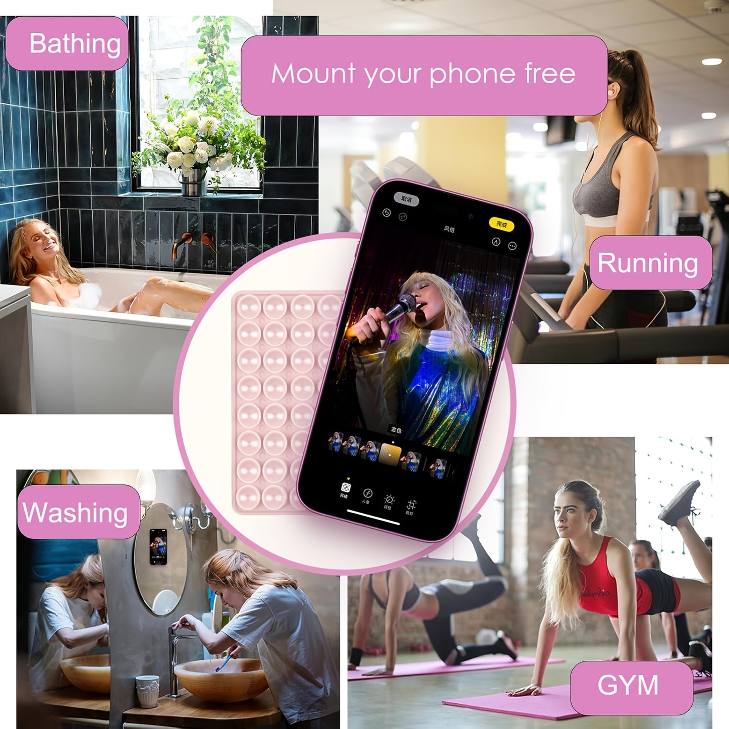 Silicone Suction Cup Phone Case Sticky Holder - Double-Sided Non-Slip Grip, Hands-Free Selfie & Video Support for iPhone and Android, Perfect for TikTok Creators, Gift Item, Video Support | Suction Cup Holder | Silicone Material