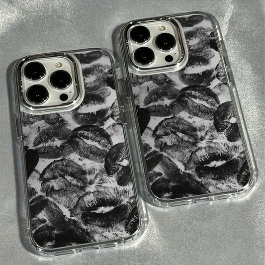[Lip Print iPhone Case] Shockproof Lip Print Case for iPhone 16/16 Pro Max/16 Plus/16 Pro/15 Pro Max/15 Plus/15 Pro/14 Plus/14 Pro Max/14 Pro/13 Pro Max/13 Pro/12 Pro/12 Pro Max/11 Pro/11/iPhone 11/XS/8 Plus - Soft Shell