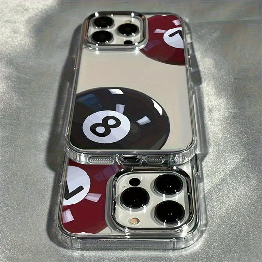 Black 8-Ball TPU Protective Case | Shockproof Phone Cover | Suitable for iPhone 7 / X / XS / 11 Series and iPhone 12 / 13 / 14 / 15 Models, Scratch-Resistant Transparent Case