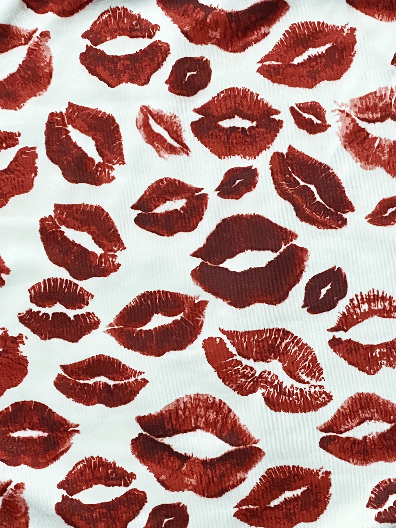 Sleeveless Sexy Lips Print Tube Top for Summer, Women's Clothing
