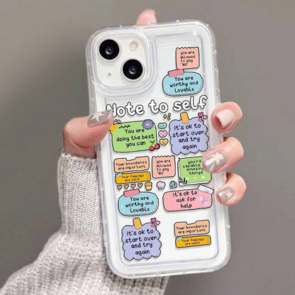 Cartoon Label Slogan Pattern iPhone Case - Transparent, Anti-Fall, Protective Cover for iPhone 16, 15, 14, 13, 12, 11 Pro Max, 7, 8 Plus, X, XR, XS Max, SE2