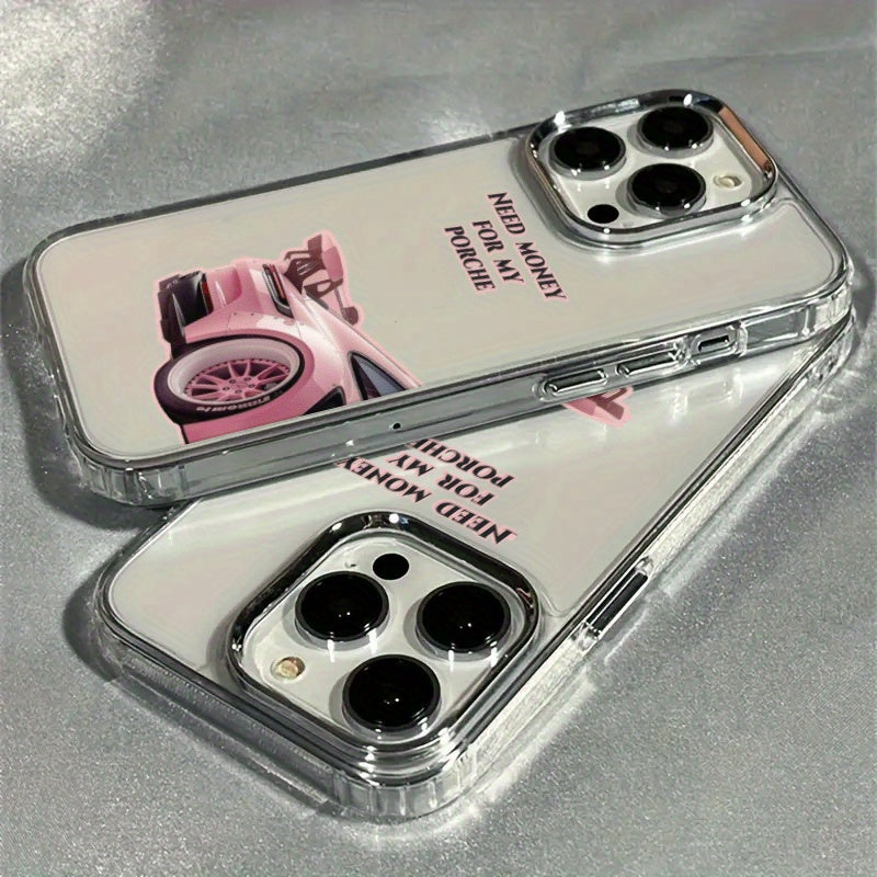 A Pink Sports Car Phone Case Designed for Iphone Models 13, 12, 11, 16 Pro Max, 15 Pro, And 14 PLUS, Featuring Shock Absorption And Anti-Slip Properties. It'S Lightweight, Follows The Latest Fashion Trends, And Offers High-Quality TPU Protection. an Idea