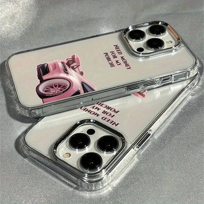 A Pink Sports Car Phone Case Designed for Iphone Models 13, 12, 11, 16 Pro Max, 15 Pro, And 14 PLUS, Featuring Shock Absorption And Anti-Slip Properties. It'S Lightweight, Follows The Latest Fashion Trends, And Offers High-Quality TPU Protection. an Idea