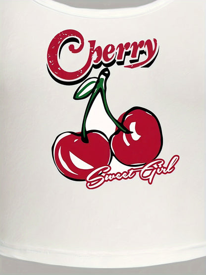 Women'S Casual Cherry Fitted Tank Top