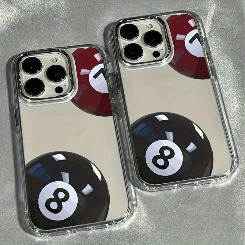 Black 8-Ball TPU Protective Case | Shockproof Phone Cover | Suitable for iPhone 7 / X / XS / 11 Series and iPhone 12 / 13 / 14 / 15 Models, Scratch-Resistant Transparent Case