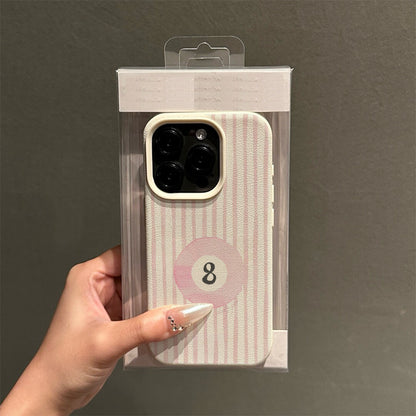 Pink Eight-Ball Striped Watercolor Pattern Suitable for TPU Case iPhone 16 Pro Max/14/16 Plus/15/13 Pro/12/11 Business Anti-Drop Protective Cover High Aesthetic Design