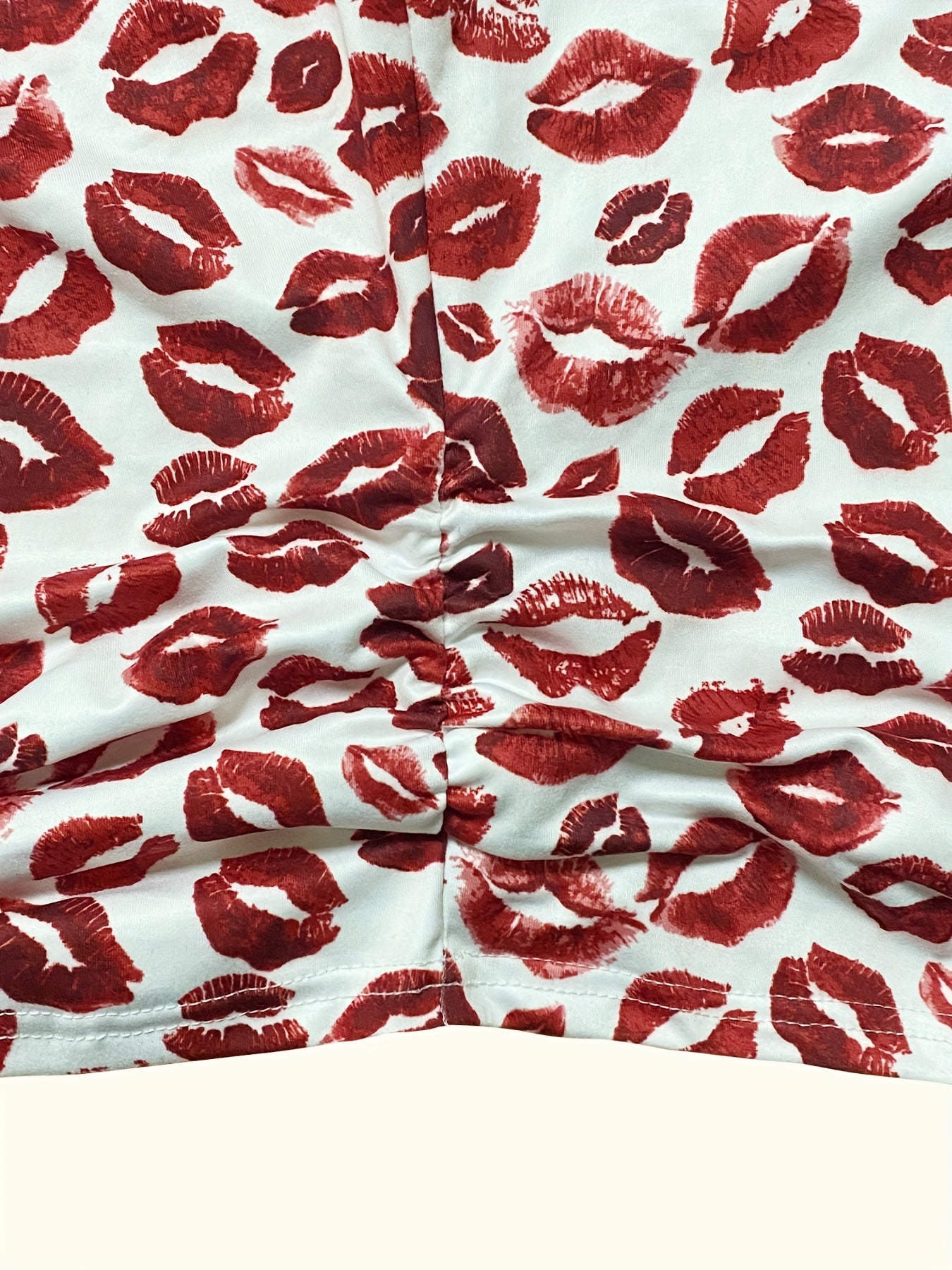 Sleeveless Sexy Lips Print Tube Top for Summer, Women's Clothing