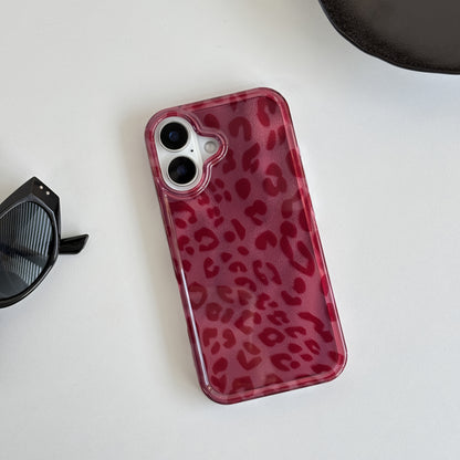 [Leopard Print Case] Wine Red Leopard Print Protective Phone Case | for iPhone 12 13 14 15 16 Pro Max, Fine Flash Glacial Texture, Fashion Chic, Lucky Color
