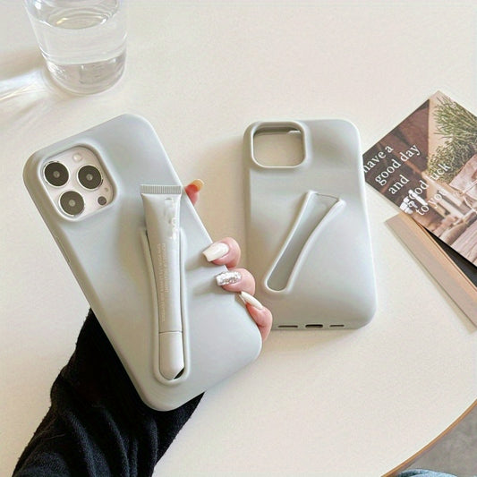 A Lip Gloss-Themed Phone Case Designed for The for iphone 16 Pro Max, Featuring a Stylish Design with a Fun Lipstick Motif, Suitable for Women And Girls, in Gray Color for The 6.9-Inch Model.