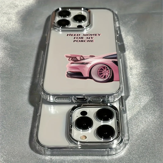 A Pink Sports Car Phone Case Designed for Iphone Models 13, 12, 11, 16 Pro Max, 15 Pro, And 14 PLUS, Featuring Shock Absorption And Anti-Slip Properties. It'S Lightweight, Follows The Latest Fashion Trends, And Offers High-Quality TPU Protection. an Idea