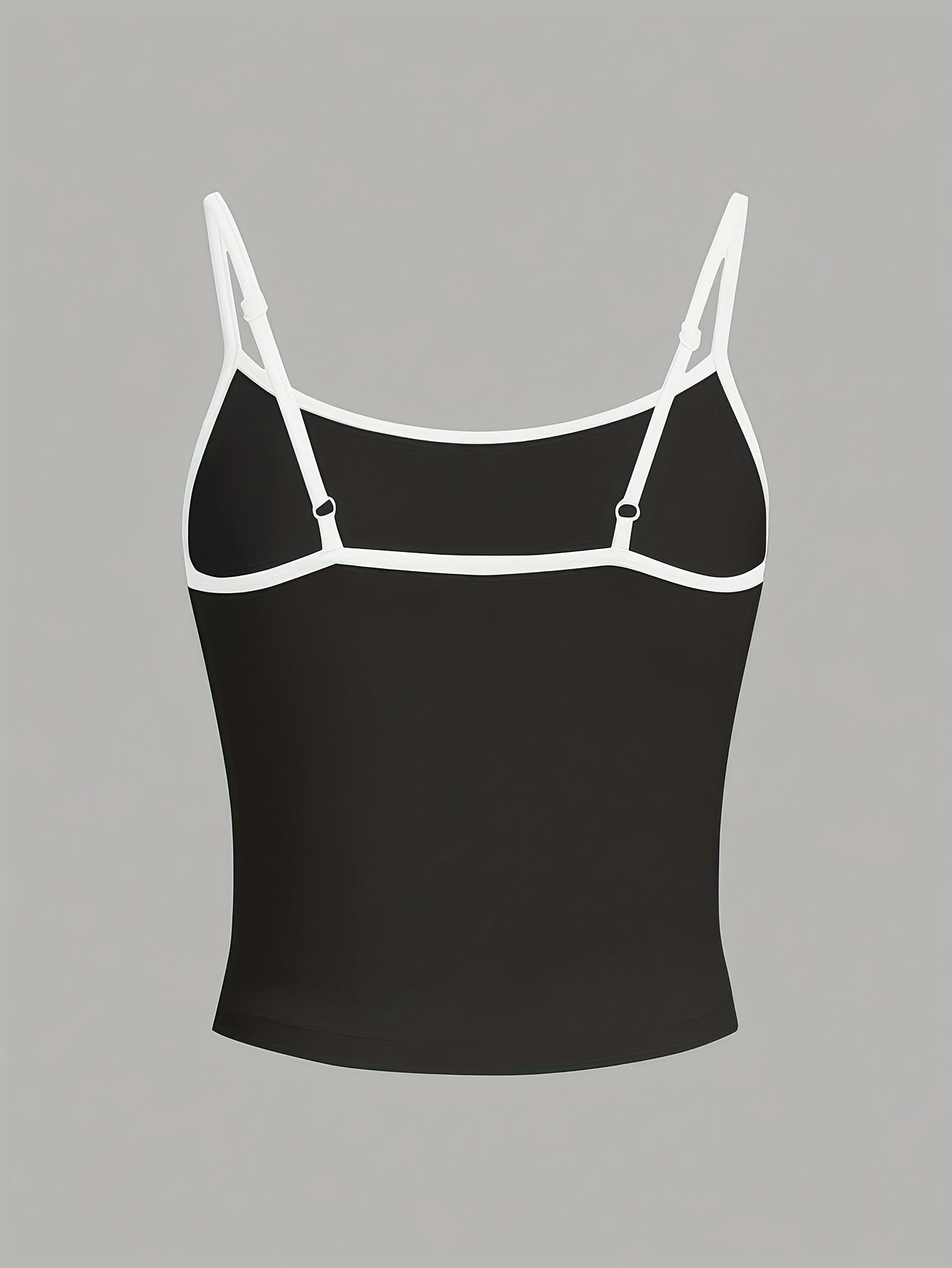 Women'S Casual Lip Print Cami Top with Black Straps and Backless Design - Polyester, Sleeveless, Adjustable, Summer Fashion, Casual Wear|Playful Graphic Cami|Strapless Desig