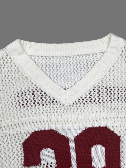 [Unisex Striped Sweater] Unisex Same Style Striped & Number Printing Loosed Jersey Cover Up Sweater