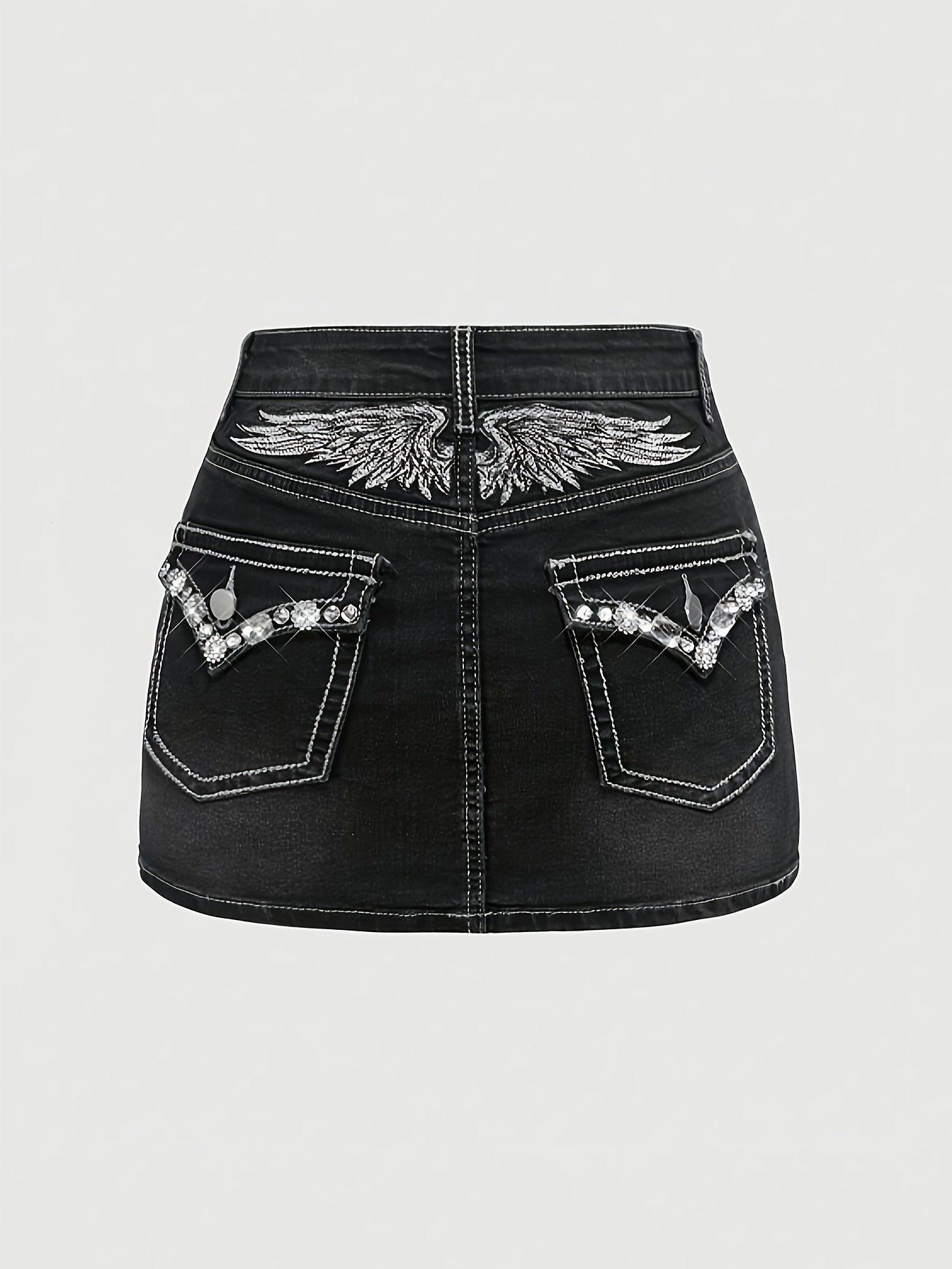 Women'S Stretch Denim Mini Skirt - Elegant Low-Rise Pencil Skirt with Button Detail, Medium Wash, Non-Stretch Fabric, Perfect for Spring/Summer/Fall, Casual Attire, Spring Summer Fashion, Sleek Silhouette, Comfortable Fit