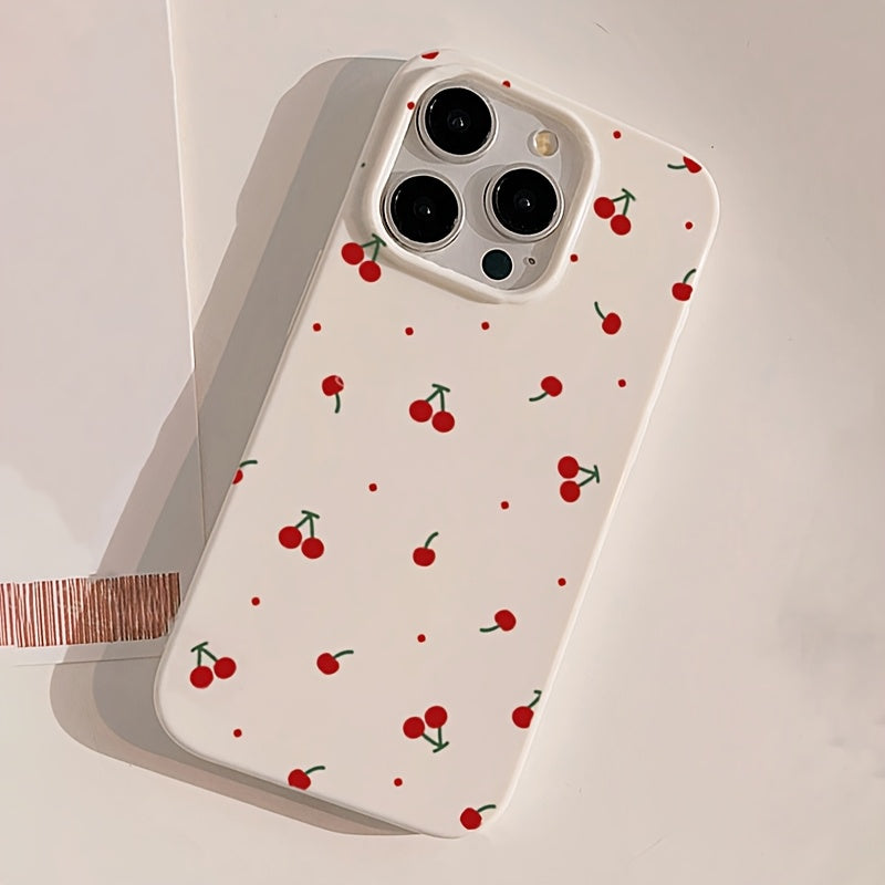 [Cute Phone Case] White Cherry Pattern TPU Phone Case | Compatible with iPhone Models 16, 11, 13, 15, 15 Plus, 15 Pro, 15 Pro Max, 12, 14 Pro Max, XS, XR, 11 Pro, 11 Pro Max, 12 Pro, 12 Pro Max, 13 Pro, 13 Pro Max, 14 Pro, 14 Plus, 7, And 8 Plus - Lightw