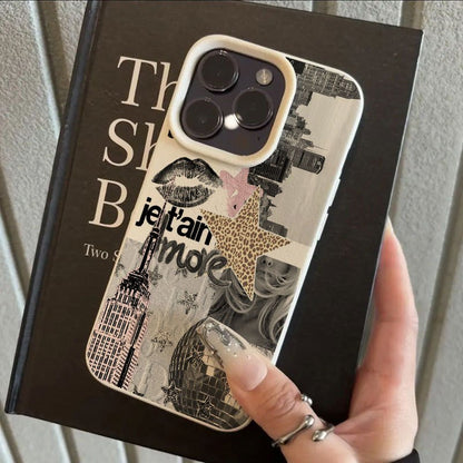 Stylish collage design case for iPhone 16 Pro Max, iPhone 15 Pro Max/14/16 Plus/13 Pro/12/11, premium TPU material, anti-drop, fashionable and high-quality protective cover