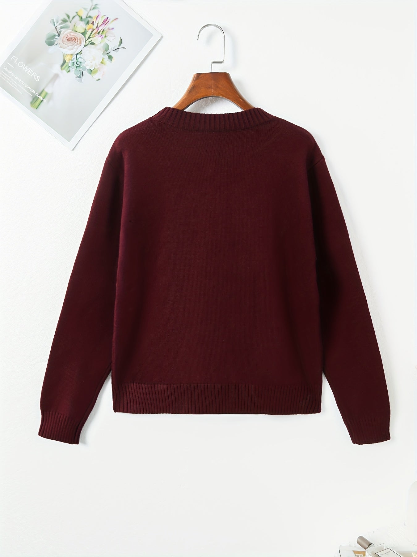 ELEGANTSUT Women'S Red Bear Graphic Long Sleeve Top - Casual Crew Neck Pullover with Bow Detail, Lightweight for Spring Summer Fall, Casual Outing Attire, Seasonal Fashion, Playful Design, Quality Craftsmanship