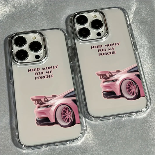 A Pink Sports Car Phone Case Designed for Iphone Models 13, 12, 11, 16 Pro Max, 15 Pro, And 14 PLUS, Featuring Shock Absorption And Anti-Slip Properties. It'S Lightweight, Follows The Latest Fashion Trends, And Offers High-Quality TPU Protection. an Idea
