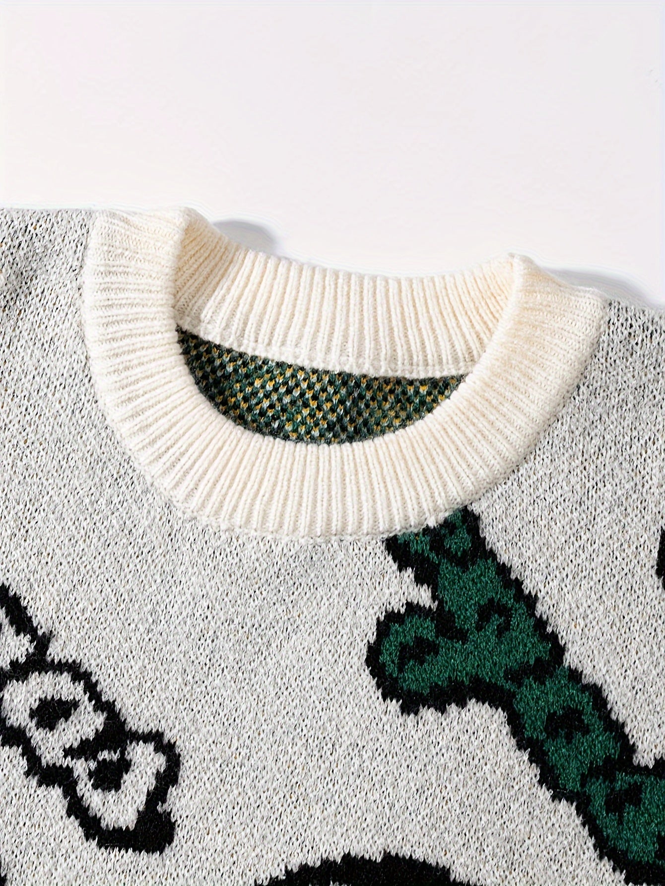 Men's & Women's Streetwear Graphic Knit Sweater - Bold Letter & Dice Print, Oversized Drop Shoulder Fit, Soft Stretch Fabric, Round Neck Long Sleeve Pullover for Autumn Winter Casual Wear, Knitted Sweater, Autumn Winter Apparel