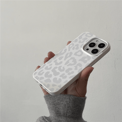 [White Leopard Phone Case] Fashionable White Leopard Print Phone Case | Shockproof TPU Anti-Drop Protective Cover for iPhone 11/12/13/14/15 Pro/Pro Max/Plus/X/XS Max/7 Series | Popular Birthday Gift & Business Present - Jelly Material White-Leopard 097SC