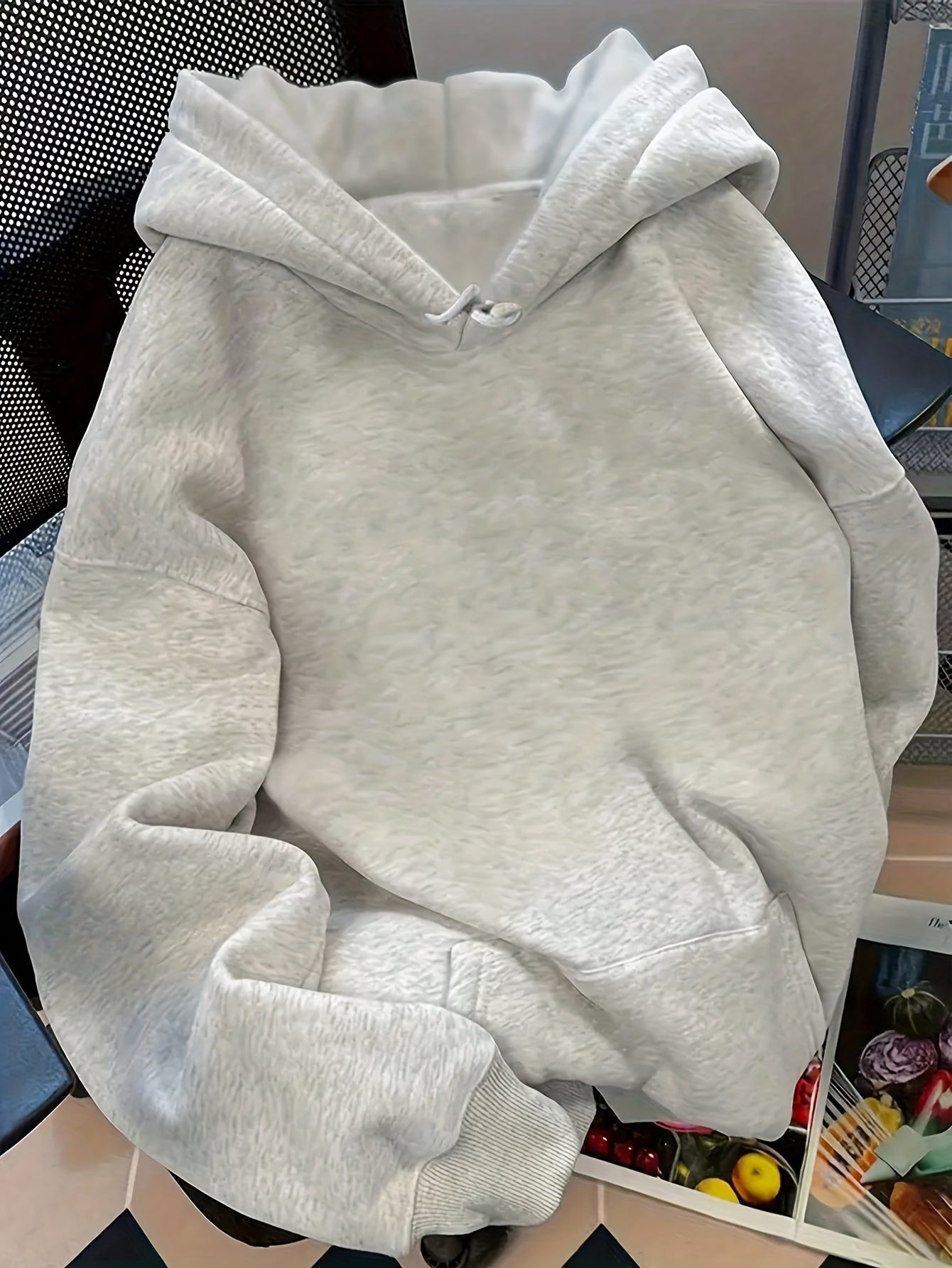 Women'S Casual Printed Hoodie - "WYO" Design, Beige Pullover with Black Lettering, Long Sleeves, and Kangaroo Pocket, Fall/Winter Fashion, Oversized Hoodie