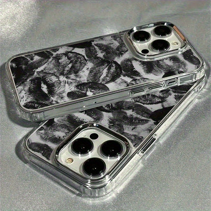 [Lip Print iPhone Case] Shockproof Lip Print Case for iPhone 16/16 Pro Max/16 Plus/16 Pro/15 Pro Max/15 Plus/15 Pro/14 Plus/14 Pro Max/14 Pro/13 Pro Max/13 Pro/12 Pro/12 Pro Max/11 Pro/11/iPhone 11/XS/8 Plus - Soft Shell