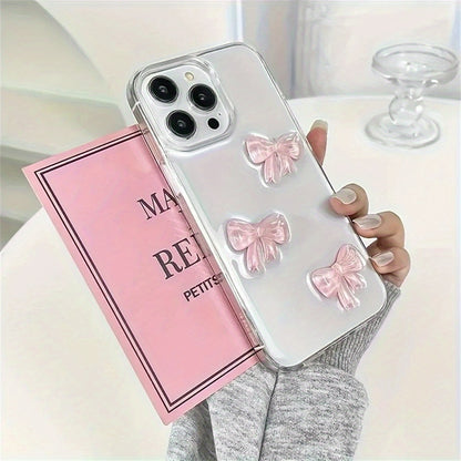 Cute pink bow phone case, suitable for iPhone 16 Pro Max 15 14 13 12 11 Pro Max 7 8 16 Plus X XS Max XR SE2 phone Cover