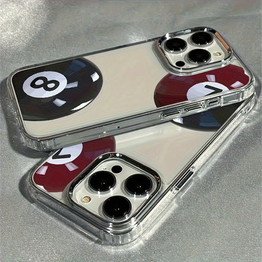 Black 8-Ball TPU Protective Case | Shockproof Phone Cover | Suitable for iPhone 7 / X / XS / 11 Series and iPhone 12 / 13 / 14 / 15 Models, Scratch-Resistant Transparent Case