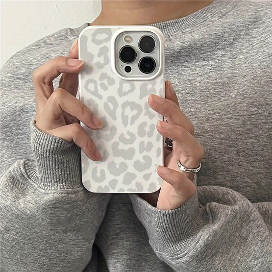 [White Leopard Phone Case] Fashionable White Leopard Print Phone Case | Shockproof TPU Anti-Drop Protective Cover for iPhone 11/12/13/14/15 Pro/Pro Max/Plus/X/XS Max/7 Series | Popular Birthday Gift & Business Present - Jelly Material White-Leopard 097SC
