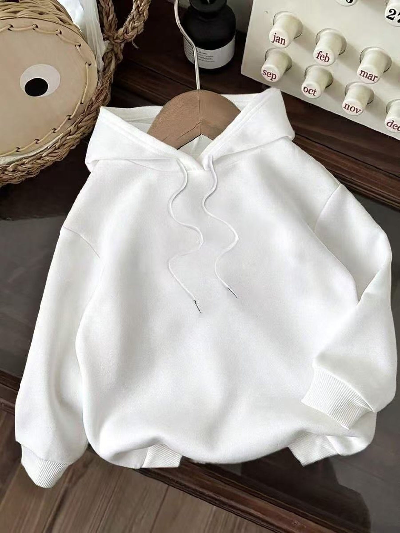 [Cozy Hoodie] Cozy White Polyester Hoodie | Women's Casual Graphic Pullover with Drawstring, "Have a Nice Day" Print, Perfect for Fall & Winter