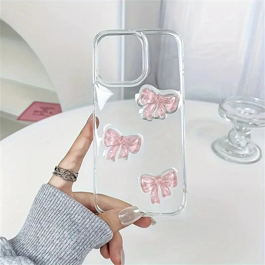 Cute pink bow phone case, suitable for iPhone 16 Pro Max 15 14 13 12 11 Pro Max 7 8 16 Plus X XS Max XR SE2 phone Cover