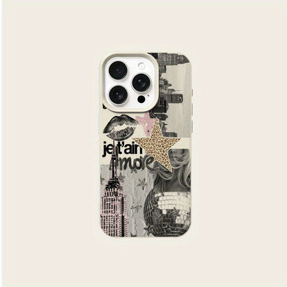 Stylish collage design case for iPhone 16 Pro Max, iPhone 15 Pro Max/14/16 Plus/13 Pro/12/11, premium TPU material, anti-drop, fashionable and high-quality protective cover