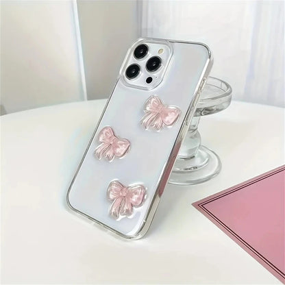 Cute pink bow phone case, suitable for iPhone 16 Pro Max 15 14 13 12 11 Pro Max 7 8 16 Plus X XS Max XR SE2 phone Cover