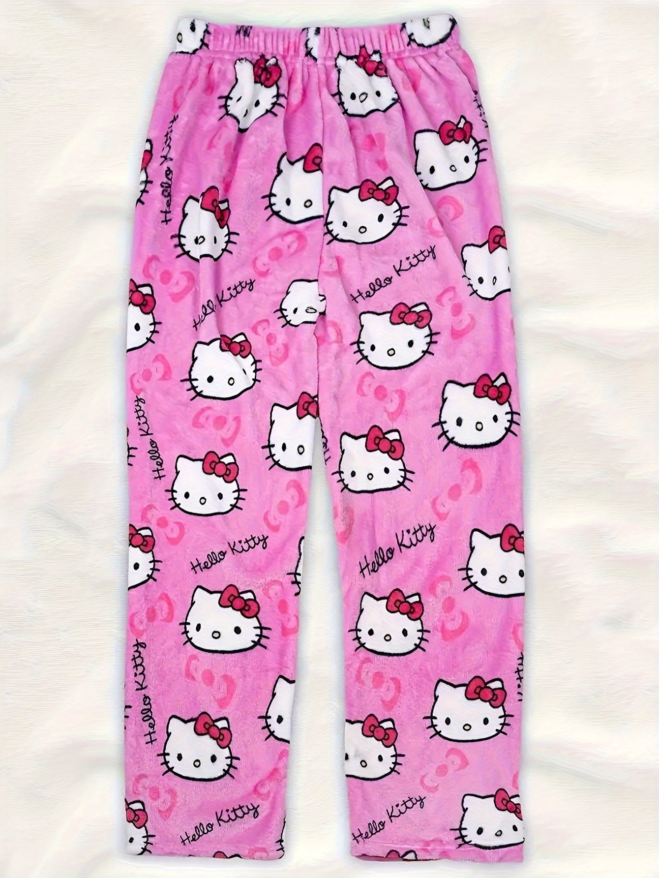 Sanrio Cartoon Hello Kitty Fleece-Lined Lounge Pants for Women, Autumn/Winter Flannel Pajama Pants