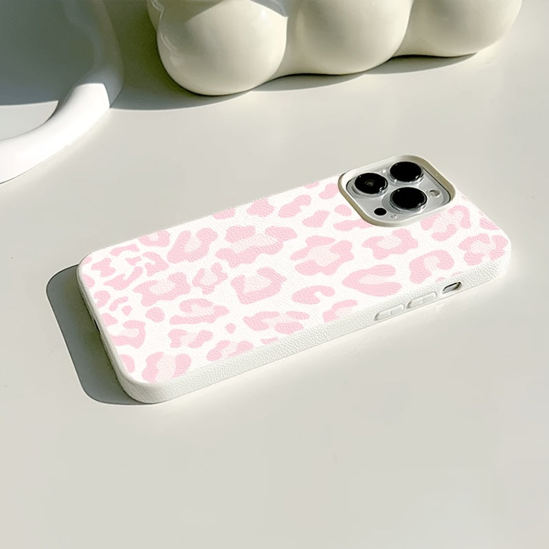 [Pink Leopard Phone Case] Leopard Print Faux Leather Phone Case | for iPhone 16/16 Pro/16 Plus/16 Pro Max, 15/15 Plus/15 Pro/15 Pro Max, 14/14 Plus/14 Pro/14 Pro Max, 13/13 Pro/13 Pro Max, 12/12 Pro/12 Pro Max, 11/11 Pro/11 Pro Max