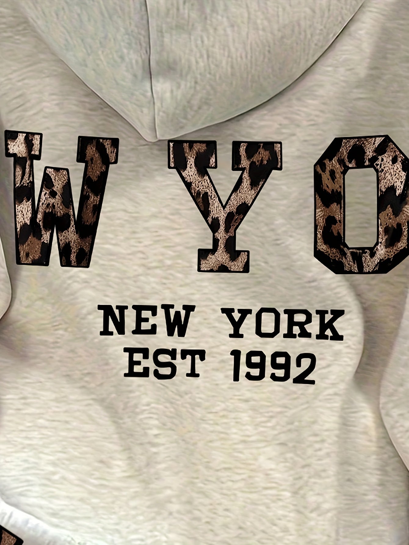 Women'S Casual Printed Hoodie - "WYO" Design, Beige Pullover with Black Lettering, Long Sleeves, and Kangaroo Pocket, Fall/Winter Fashion, Oversized Hoodie