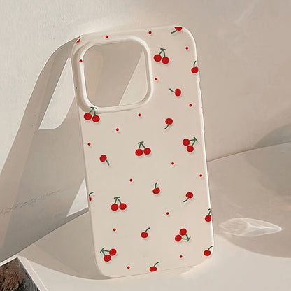 [Cute Phone Case] White Cherry Pattern TPU Phone Case | Compatible with iPhone Models 16, 11, 13, 15, 15 Plus, 15 Pro, 15 Pro Max, 12, 14 Pro Max, XS, XR, 11 Pro, 11 Pro Max, 12 Pro, 12 Pro Max, 13 Pro, 13 Pro Max, 14 Pro, 14 Plus, 7, And 8 Plus - Lightw