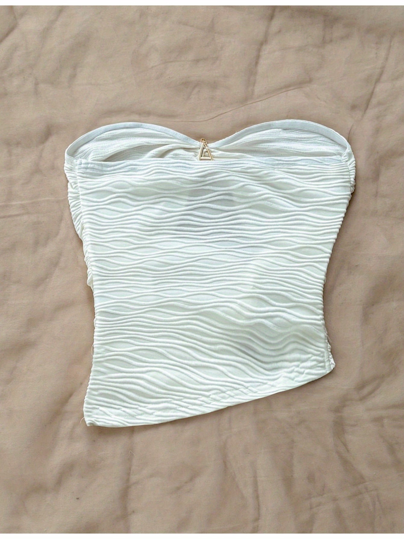 Women'S Elegant Off-Shoulder Top with Starfish Detail - Asymmetrical Hem, Ruched Texture, Sleeveless, Perfect for Beach, Parties, Dates, and Festivals, Beachwear Essential | Starfish Embellished Top | Construction