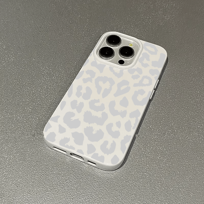 [White Leopard Phone Case] Fashionable White Leopard Print Phone Case | Shockproof TPU Anti-Drop Protective Cover for iPhone 11/12/13/14/15 Pro/Pro Max/Plus/X/XS Max/7 Series | Popular Birthday Gift & Business Present - Jelly Material White-Leopard 097SC